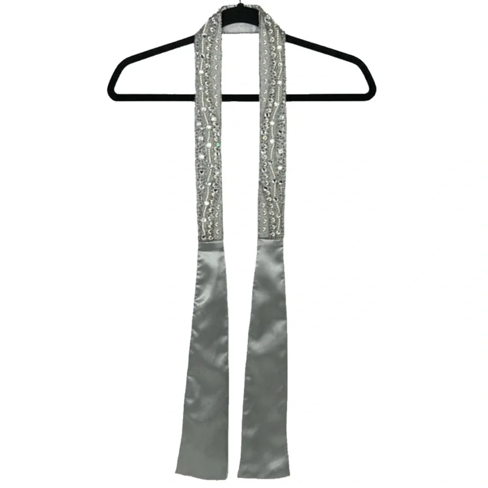 Cejon Satin Embellished Rhinestones Pearls Sequins‎ Beaded Sash Tie Belt